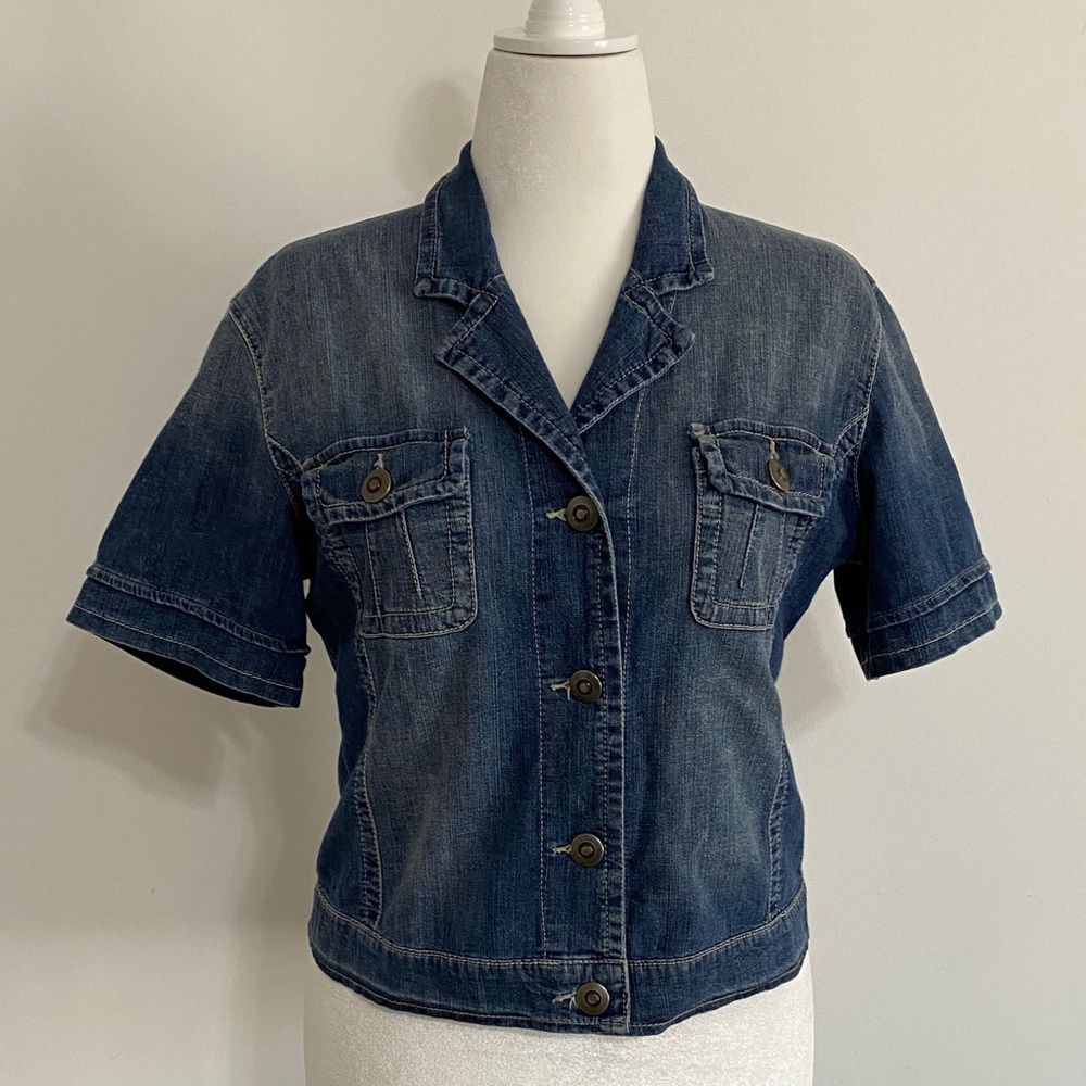 Chico's Platinum Blue Distressed Denim Jacket